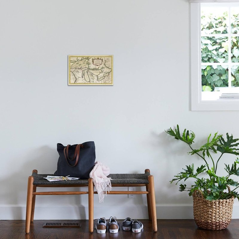ART.COM Stretched Canvas Print Map of the Great Lakes, 18" x 12"