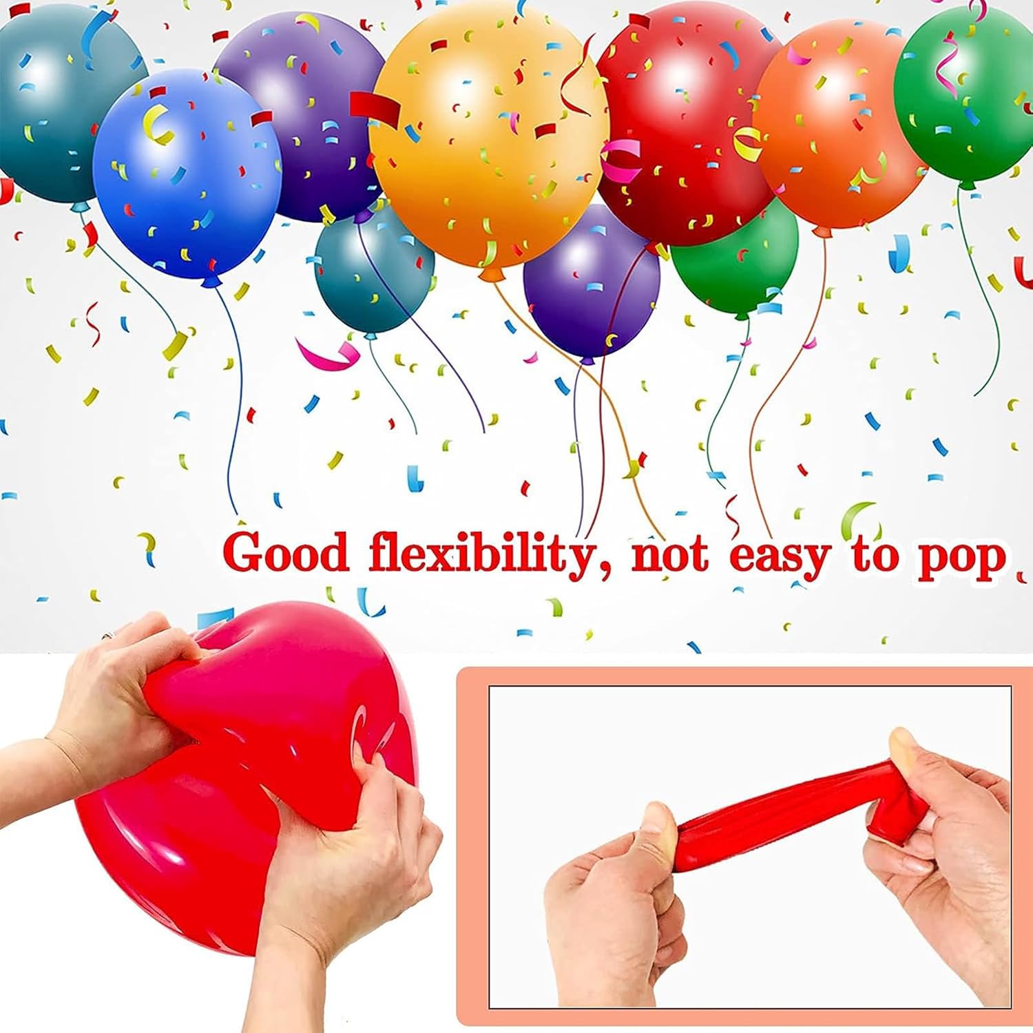 Red Black White Latex Balloons by [Brand Name] - 68 Pcs 12 Inch with Confetti for Birthday, Wedding & Graduation
