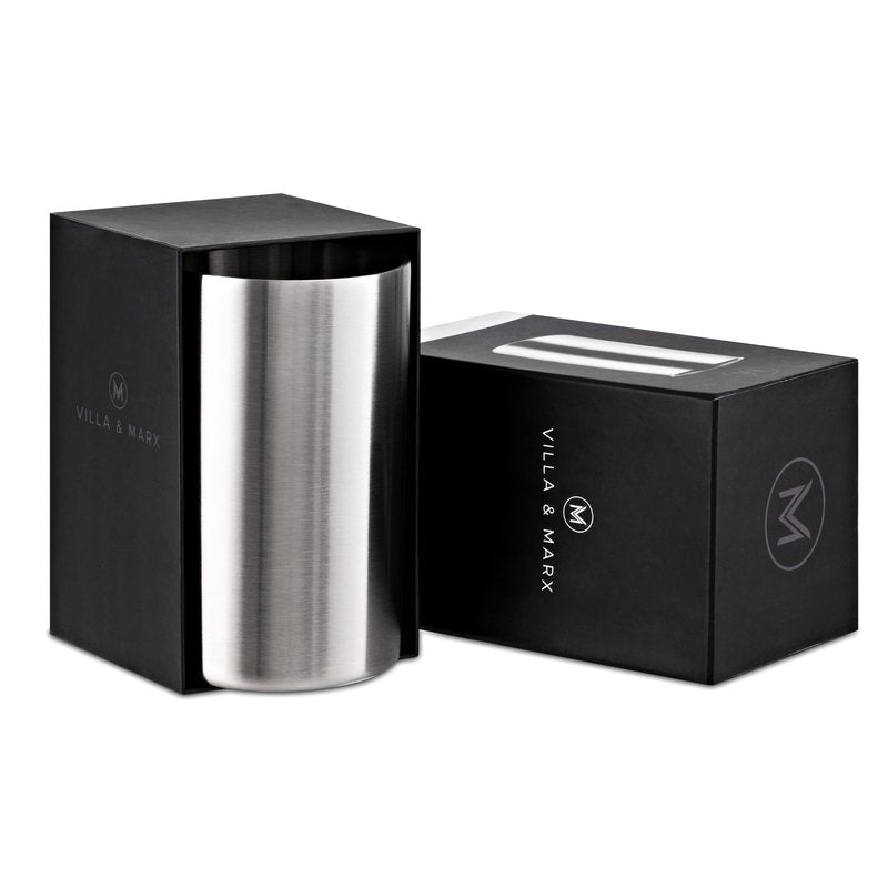 Villa & Marx Premium Champagne Bucket - Keeps 750ml Bottles Cold for Hours - Insulated White Wine Bottle Cooler Without Ice - Stainless Steel