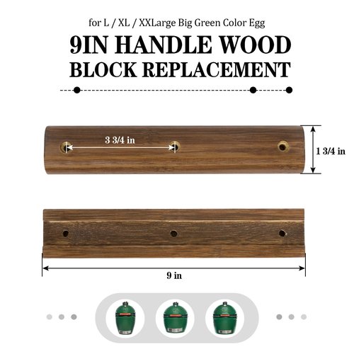 9in Handle Bamboo Block Replacement with Screws for Large/XLarge/XXLarge Big Green Egg Accessories