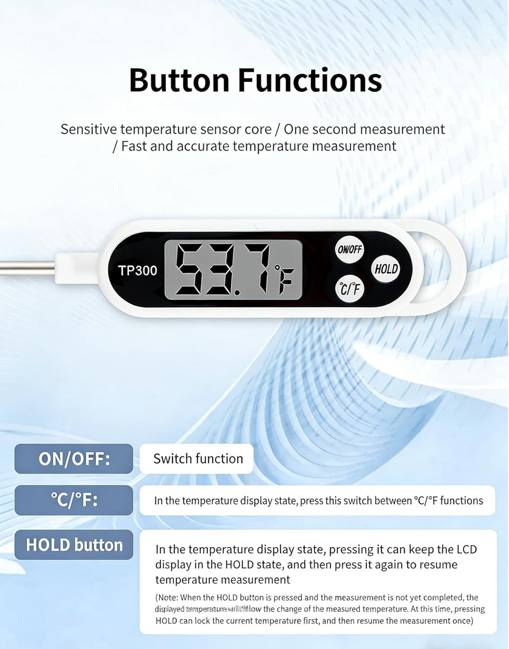 Skiennix Digital Food Thermometer - Fast & Accurate Measurement | Waterproof 304 Stainless Steel Probe