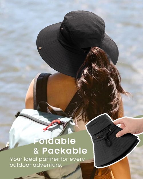 FURTALK Women's Sun Hat - Wide Brim with Ponytail Hole | UPF 80+ Outdoor Protection, Foldable Design