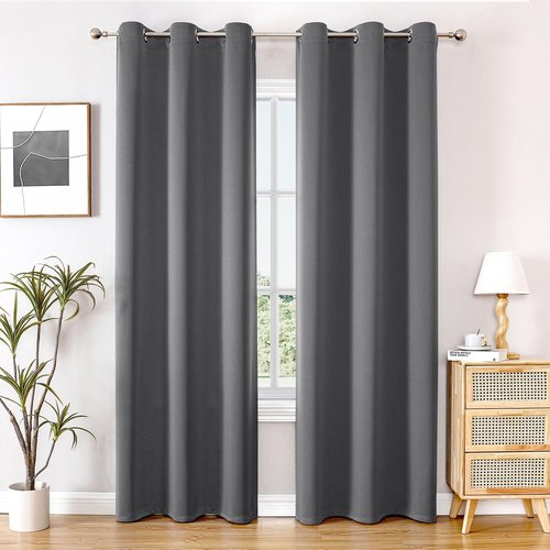 ChrisDowa Blackout Curtains - Thermal Insulated Room Darkening Grommet Panels, 84 Inches Long (Grey, 2 Panels)