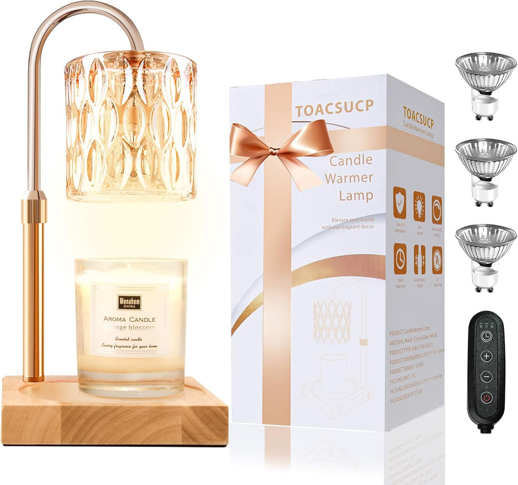 Skiennix Candle Warmer Lamp - Adjustable Height & Dimmable with Timer | Charming Gift Box Included, Perfect for Birthdays & New Home Decor