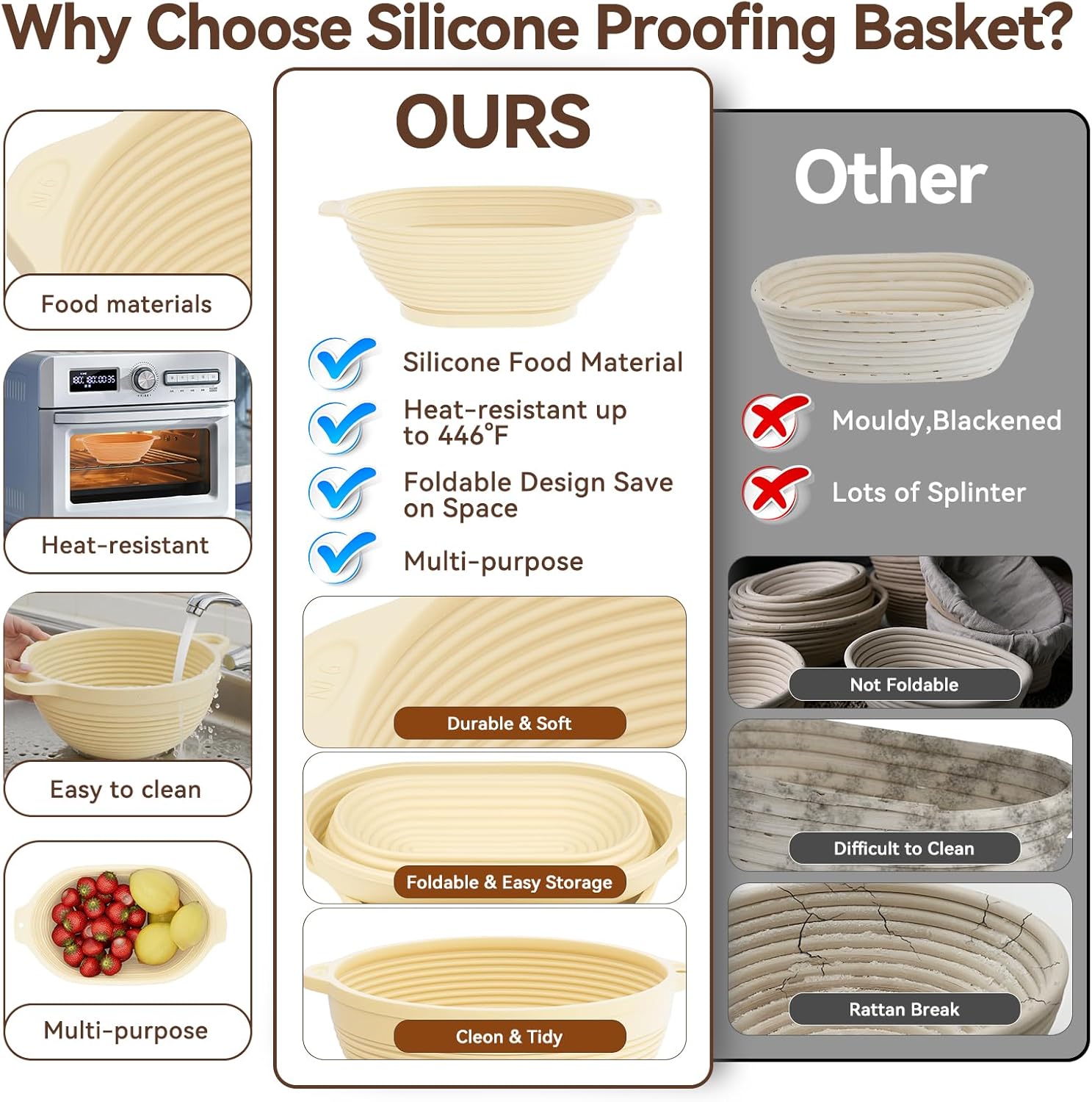 Skiennix 24 PCS Sourdough Starter Kit - Includes 34oz Starter Jar & Silicone Banneton Proofing Baskets