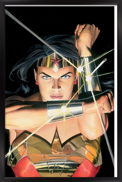 Trends International DC Comics - Wonder Woman - Alex Ross Portrait Wall Poster, 14.725" x 22.375", Black Framed Version