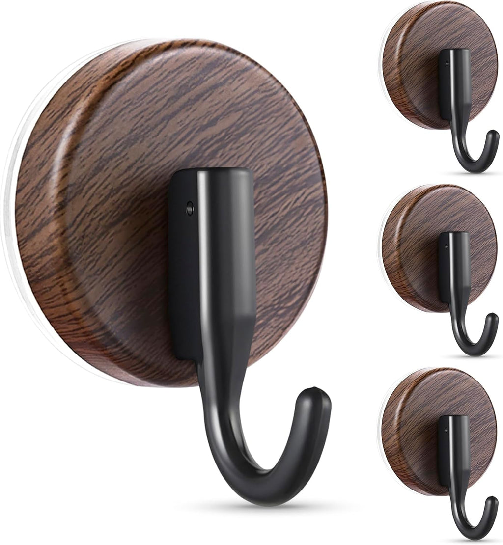 OUTXE Wreath Hanger - Upgraded Suction Cup Hook for Front Door & Glass Window | 4-Pack (Walnut)