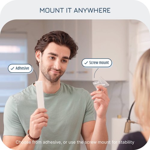 Manterio Plastic Bag Holder | Durable Plastic Wall Mount Kitchen Grocery Bag Storage Organizer | Smudge Proof, Fingerprint Resistant | Blue