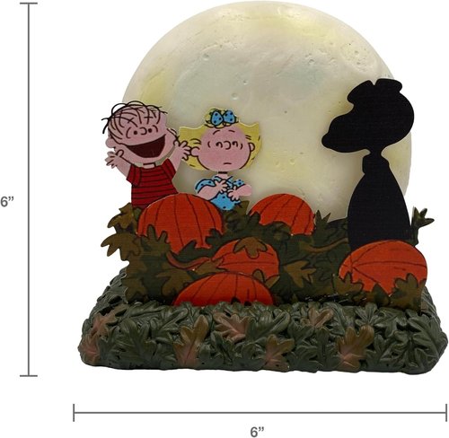 Mark Feldstein Peanuts It's The Great Pumpkin Tabletop Lamp - Sculpted Resin LED Figurine, 6 Inch