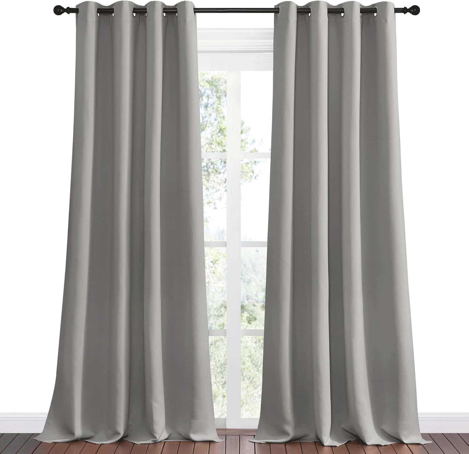 NICETOWN Room Darkening Curtain Panels - Silver Grey, 108" Long, 55" Wide | Heat-Blocking Drapes for RV & Studio