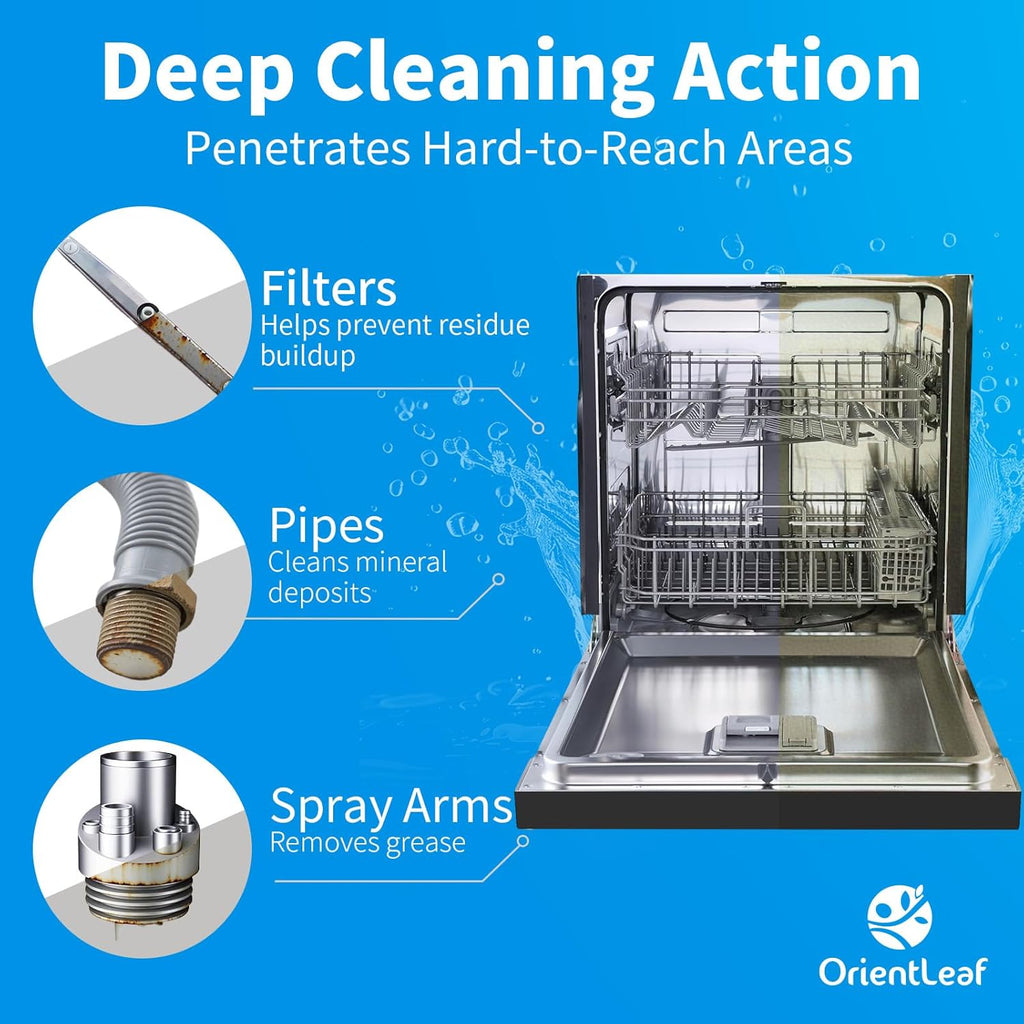 ORIENTLEAF Dishwasher Cleaning Tablets - Lemon Scent | 9-Month Supply & Deodorizer