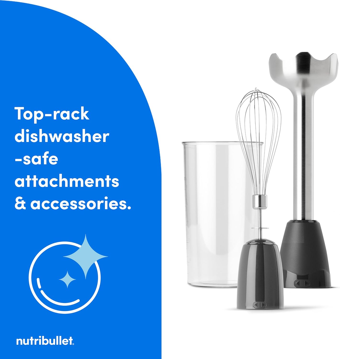 Nutribullet Immersion Blender - Powerful Dark Gray Handheld Mixer for Smoothies & Soups
