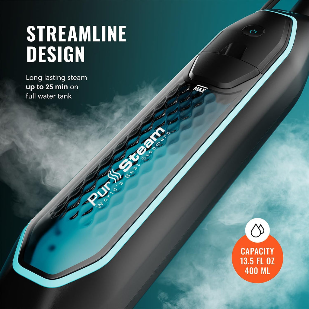 Pursteam ScrubMaster Steam Mop - Dual Scrubbing Head, LED Lights & Adjustable Steam Control | Versatile Cleaning Tool