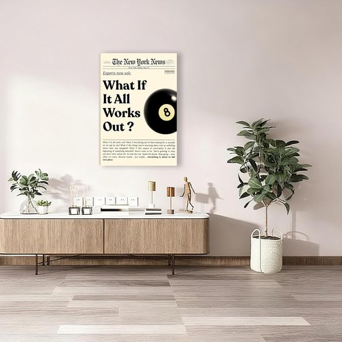 **What If It All Works Out Canvas Wall Art - Inspirational Quotes & Positive Affirmations | 16x24 in Black**