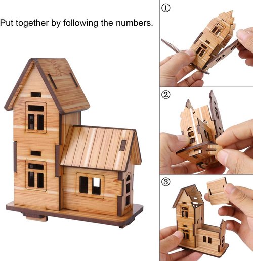 3D Wooden Puzzle - Mini DIY Model House Kit | Educational Jigsaw Puzzle Gift for Kids & Adults