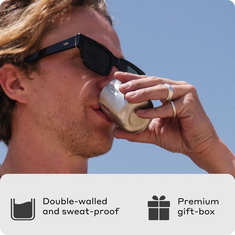 BOBBER Shot - 3.4 oz (100ml) Stainless Steel Double Walled Espresso Cups - Set of 2 Heat Resistant Non Insulated Metal Coffee Cups With Gift Box (Matte)