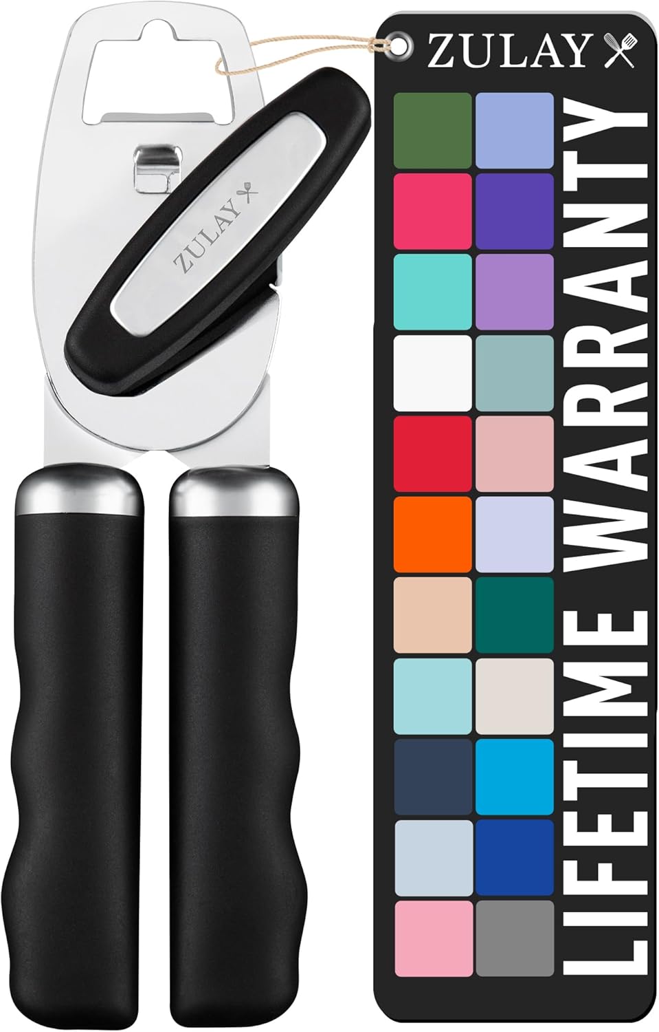 Zulay Kitchen COMFY™ Can Opener - Rust-Proof Stainless Steel with Soft Grip Handles | Black