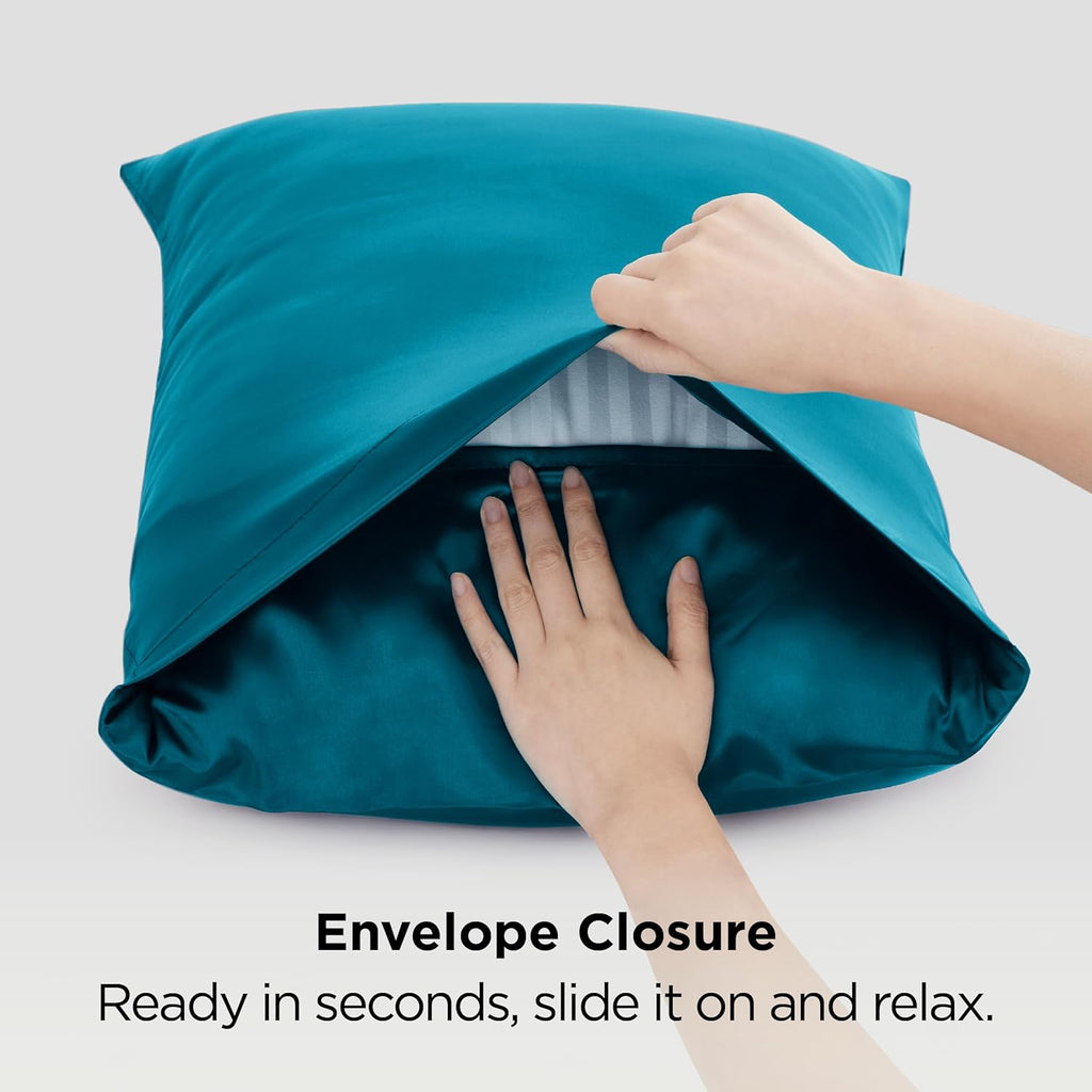 Bedsure Satin Pillowcases - Luxurious Silk-Like Queen Size Set of 2 | Teal 20x30 Inches, Perfect Gift for All