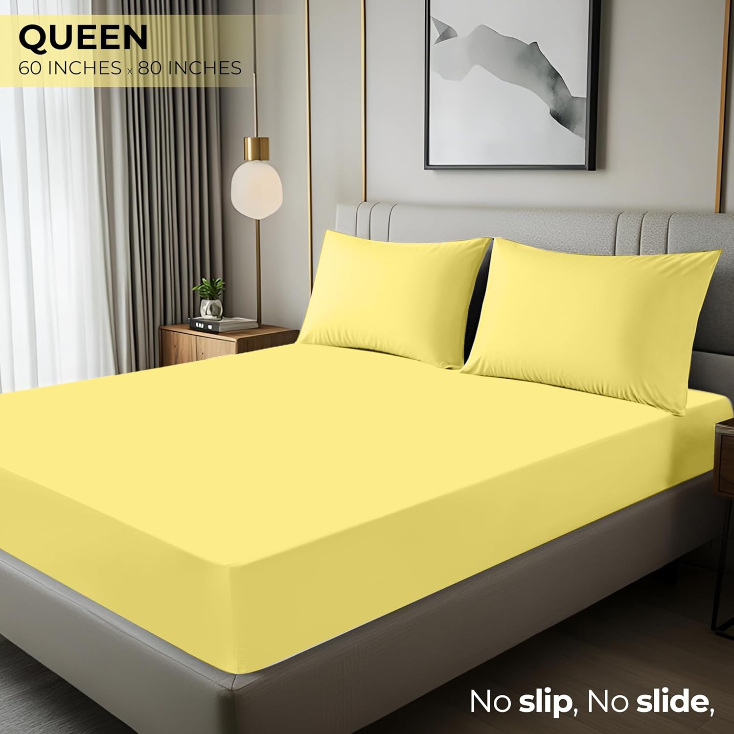Utopia Bedding Queen Fitted Sheet - Soft Microfiber - Deep Pocket - Fade Resistant | Easy Care (Yellow)