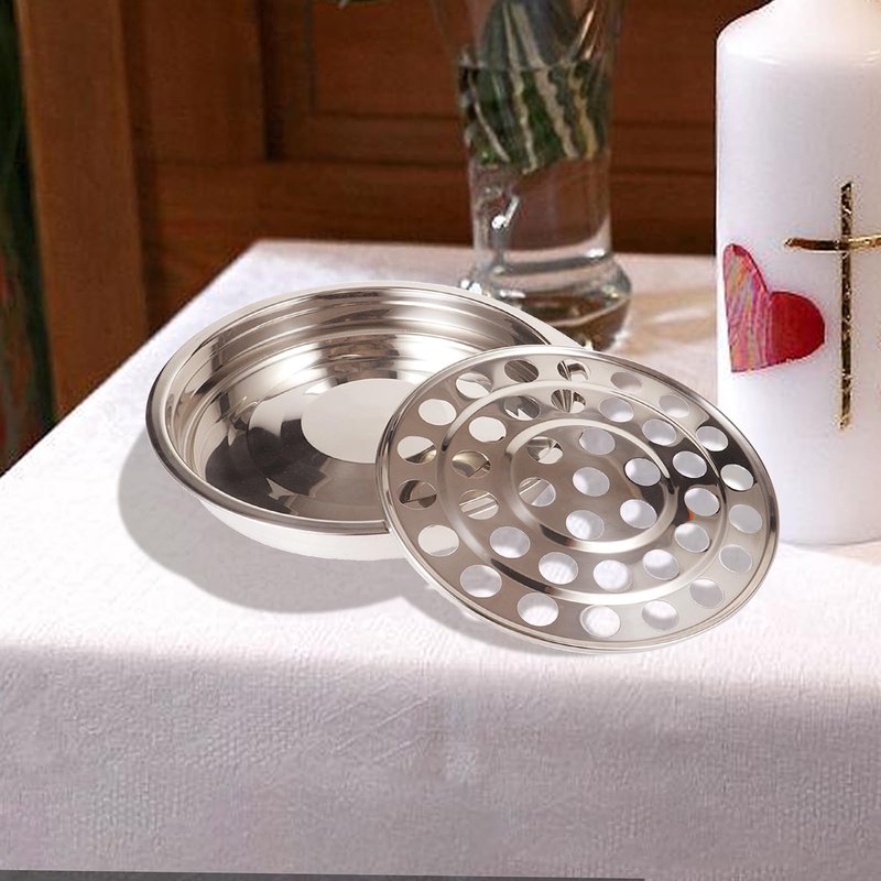 Upgraded Communion Tray and Cover Set for Churches,Bread Tray,Stainless Steel Communion Set Supplies (Silver-Communion Tray and Cover Set)