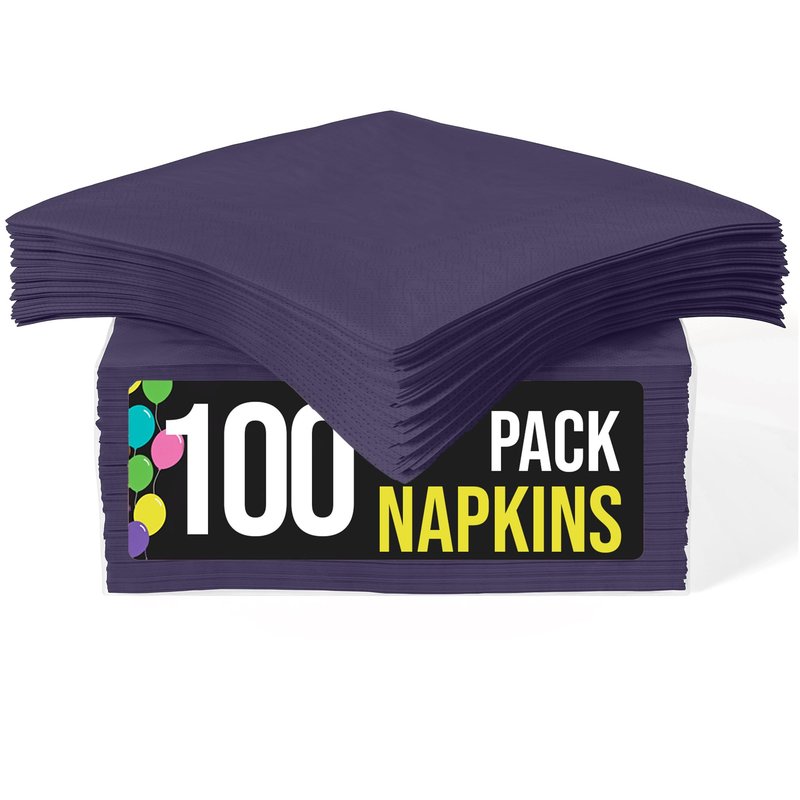 Party Solids Dark Purple Napkins Disposable Everyday 100 Pcs 2 Ply Dark Purple Cocktail Napkins Paper Everyday For Parties & Party Supplies