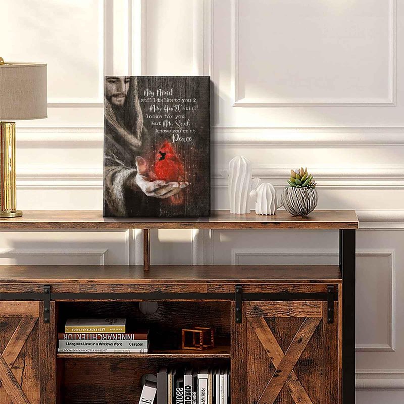 Jesus Cardinal Canvas Wall Art God Christian Decor Red Birds Cardinal Pictures Wall Decor Dining Room Bedroom Office Church Prayer Room Poster Prints Painting Artwork Home Decorate