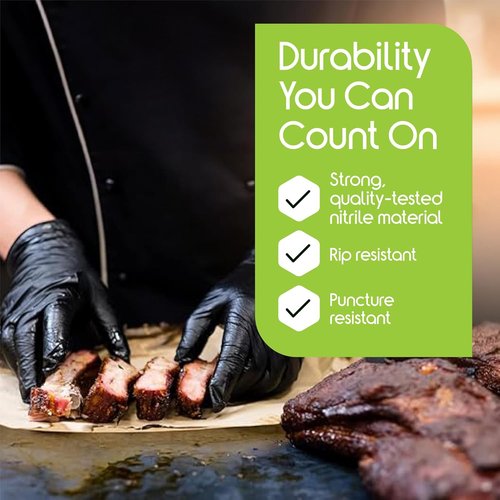 Inspire Black Nitrile Disposable Gloves - 4.5 Mil Safety Gloves for Medical & Cleaning Use