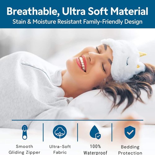 Guardmax Terry Cotton Pillow Protector with Zipper Standard Size - 2 Pack -100% Waterproof, Bed Bug Proof, Dust Mite Proof, & Hypoallergenic Pillow Covers - Premium Zippered Pillow Cases. (20 X 26)