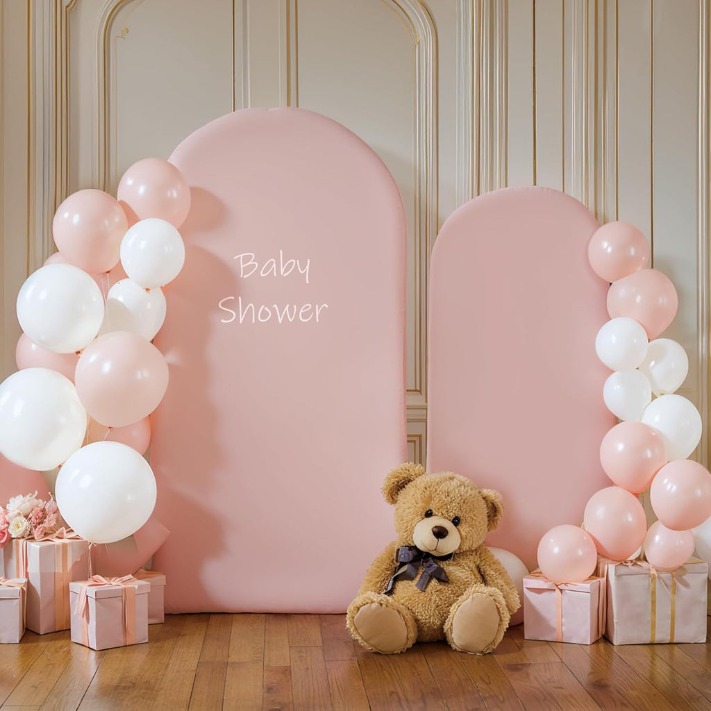 Skiennix Pink Arch Cover Set - 7.2ft & 6ft Stretchy Spandex Backdrop for Weddings & Parties