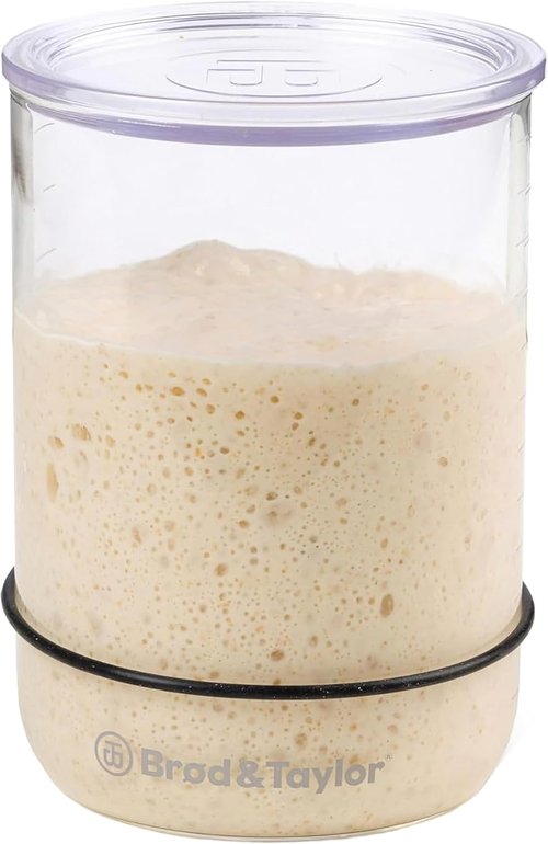 Brod & Taylor Sourdough Starter Jar - 32oz Durable Glass, Dishwasher Safe with Measurement Markings & Pressure Relief Lid