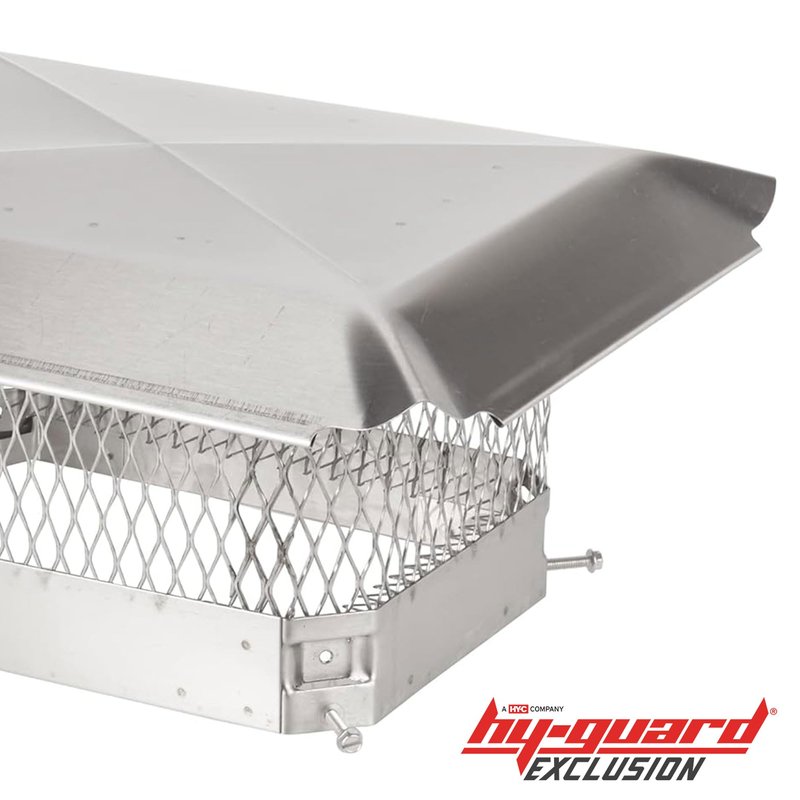 HY-Guard HG913 Single Flue Bolt On Galvanized Steel Chimney Cover, Mesh Size 3/4", Fits Outside Existing Clay Flue Tile, 9"x 13", Black