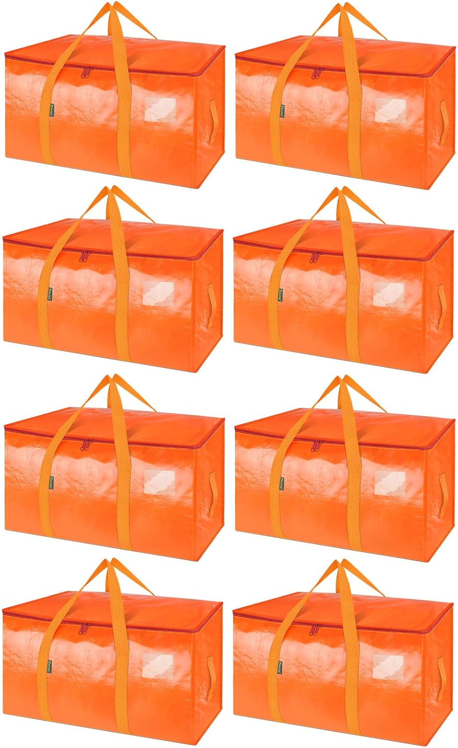 BALEINE Heavy-Duty Moving Bags - 8-Pack Oversized Storage Totes with Reinforced Handles (Orange)