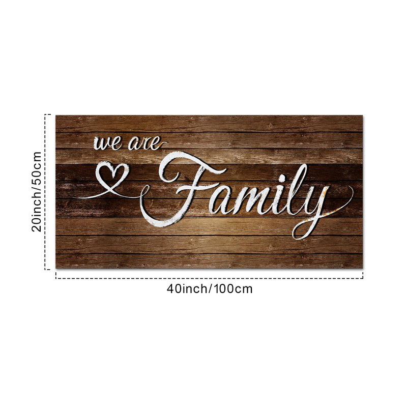KREATIVE ARTS We Are Family Wall Art Rustic Farmhouse Canvas Print Brown Wood Grain Inspirational Quote Painting for Kitchen Living Room Bedroom Home Decor 20x40 Inch