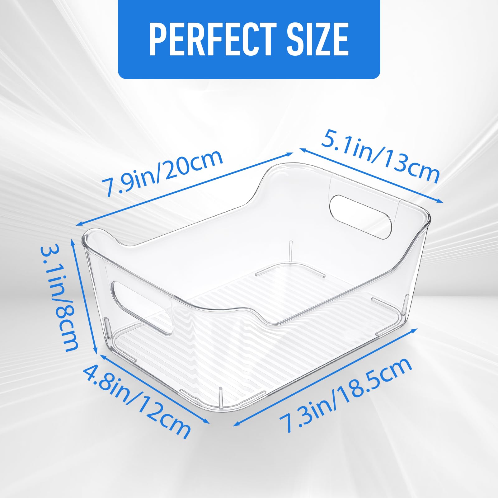 12 Pcs Clear Plastic Storage Bins, Multi-Use Organization and Storage Containers for Pantry, Cabinet, Refrigerator, Freezer, Bathroom, Organizer Bins for Home & Kitchen