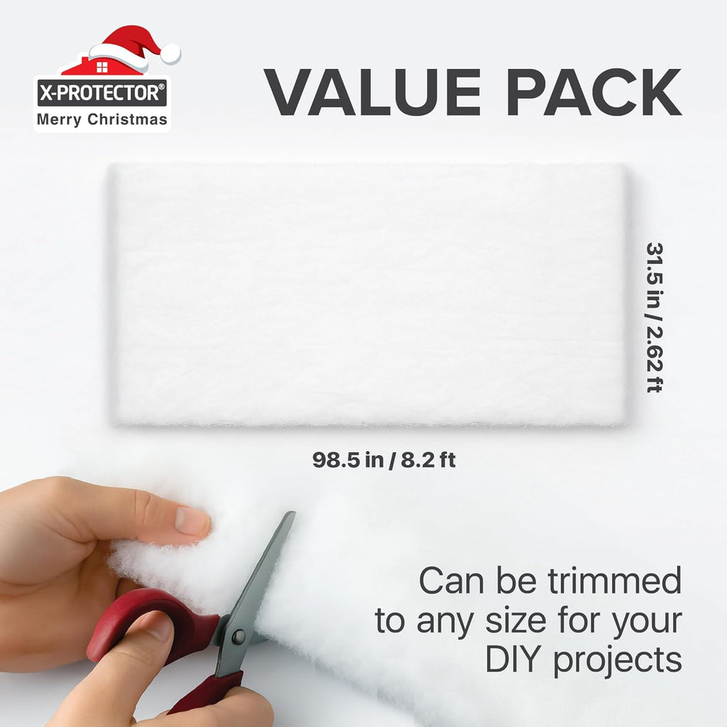 X-Protector Snow Blanket - Large White Artificial Christmas Village Snow Sheet | 98.5"x31.5" Faux Snow Mat
