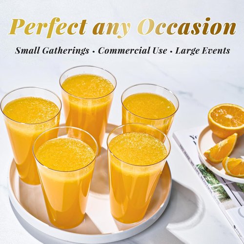 FOCUSLINE 16 oz Clear Plastic Cups - 200 Pack Heavy-Duty Disposable Party Cups for Events & Holidays