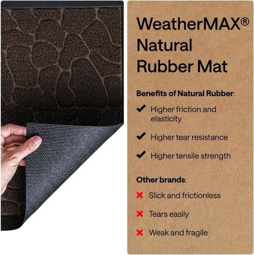 GORILLA GRIP Waterproof All-Season WeatherMAX Doormat - Stain & Fade Resistant, 29x17, Dark Brown Pebble