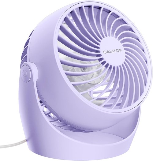 Gaiatop Desk Fan - 5-Inch Portable Electric Air Circulator with 3 Speeds & 360° Tilt - Purple
