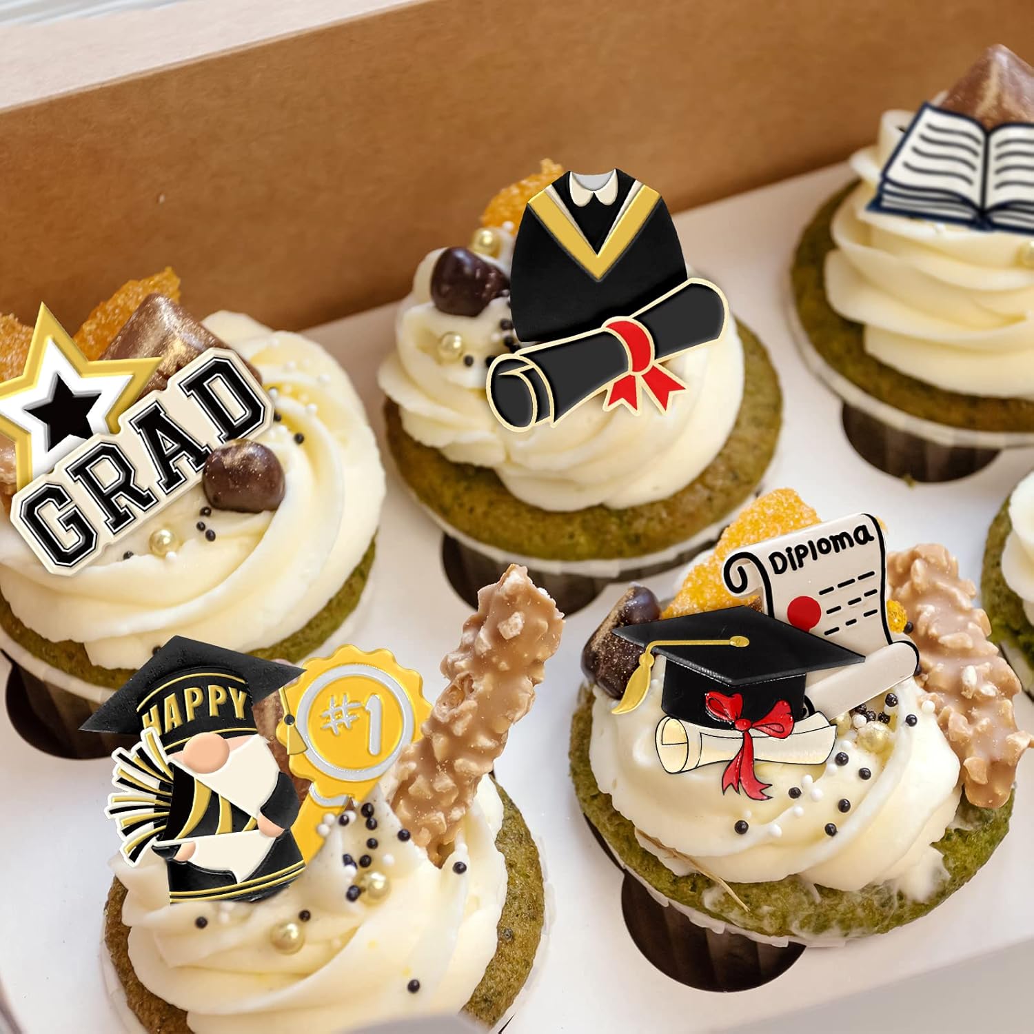 Whaline 2Pcs Graduation Fondant Molds - 3D Silicone Caps & Scrolls for 2026 Party Baking