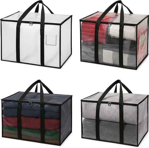 Heavy Duty Clear Tote Bag - Extra Large Durable Storage Bin with Zippered Closure & Reinforced Handles | Ideal for Home, Travel & Garage Use
