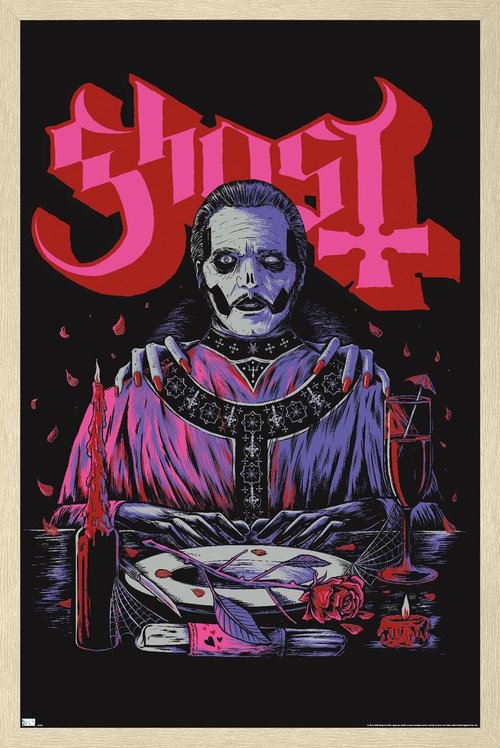 Ghost - Valentines Wall Poster, 22.4L" x 14.7W", Blonde Framed Version