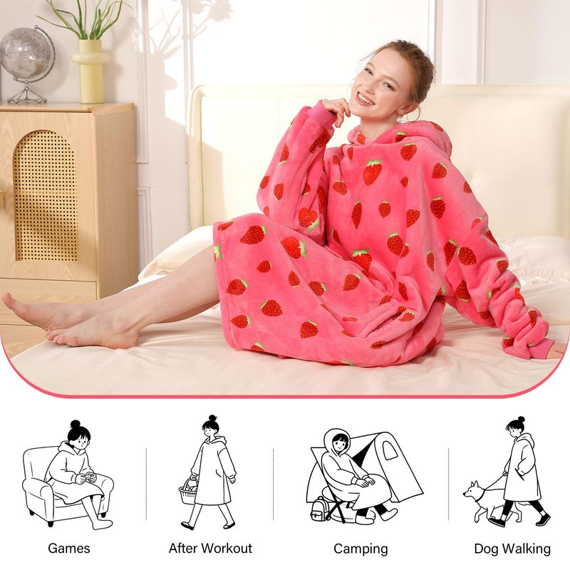 LetsFunny Blanket Hoodie,Oversized Wearable Sherpa Fleece Blanket Sweatshirt,Super Soft Warm Cozy with Giant Pocket,for Women Men Adults Teenagers Kids, One Size Fits All