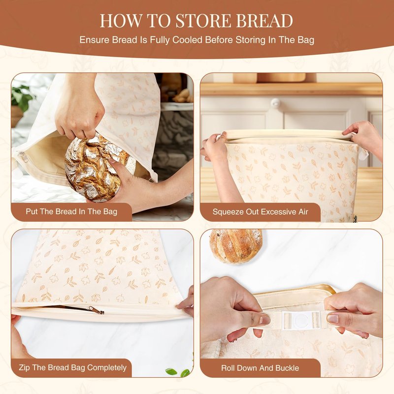 Bread Bags for Homemade Bread, Sourdough Bread Bags Baking Supplies, Beeswax Bread Bags for Sourdough, Reusable Beeswax Bread Bag Container Storage, Sourdough Starter Kit, Sour Dough Starter Kits