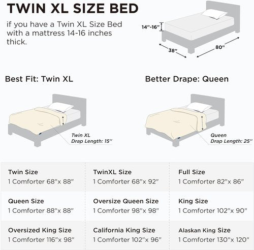 Bedsure Comforter Duvet Insert - All-Season Twin XL Quilted Down Alternative Bedding, Beige 92 x 68 Inches