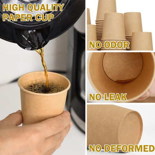 Vumdua 300 Pcs 6 oz Kraft Paper Cups - Disposable Paper Cups Hot Cold Beverage Drinking Cup for Coffee, Water, Tea, Juice, Espresso & Cortado
