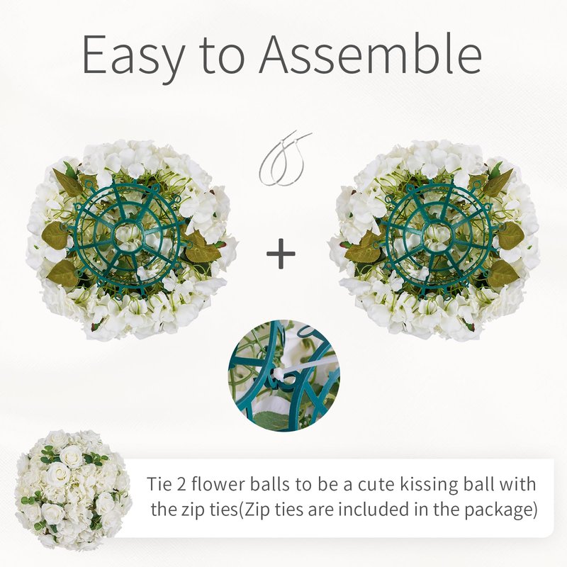 Inweder White Flowers Balls for Centerpieces: 2 PCS 15.7" Diam Flower Centerpieces for Tables in Wedding Reception Decorations Arrangement for Party Celebration Planners