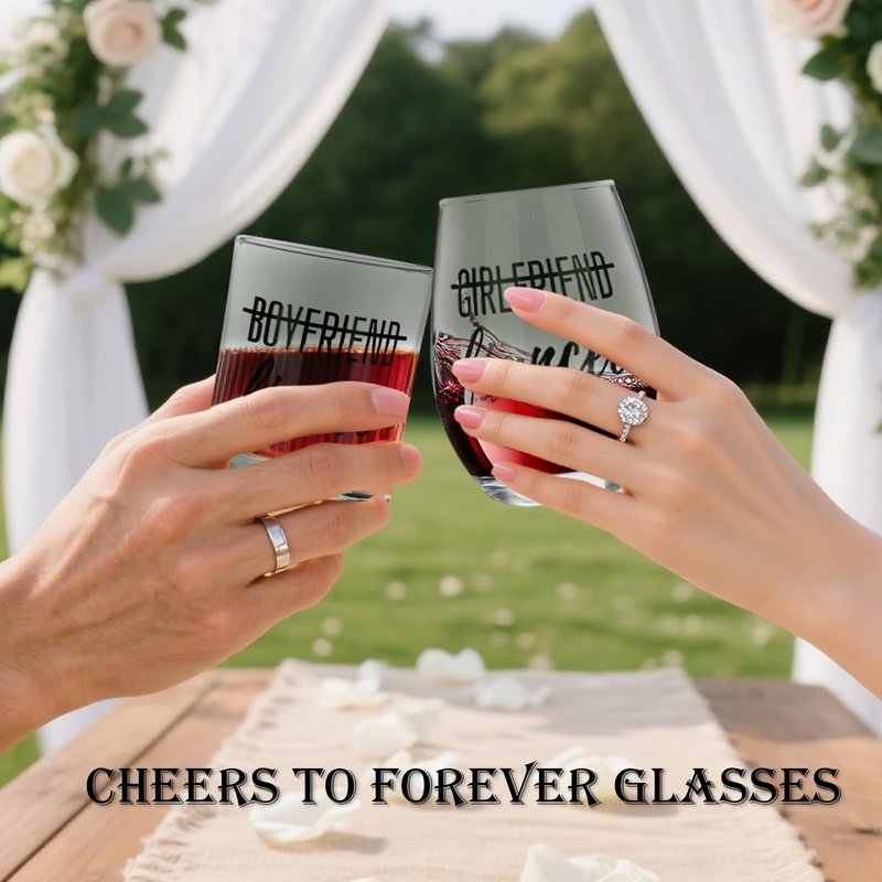 ONEHAUS Engagement Gifts for Couples, Fiance Gifts for Her Him Newly Engaged Gift Ideas for Women, Engagement Present Party Decorations Mr and Mrs, Wine Whiskey Glasses Set Socks for Fiance Fiancee