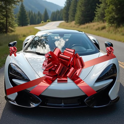 Big Car Bow - Metallic Red 20-Inch Round Gift Bow for Cars, Weddings, Birthdays & Holidays