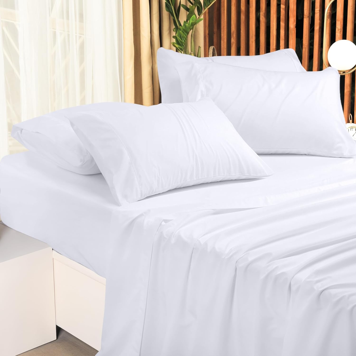 Utopia Bedding King Bed Sheets Set - Soft Brushed Microfiber | Fade & Shrinkage Resistant - White