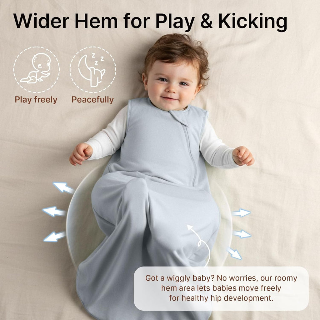 Skiennix Bamboo Sleep Sack - Lightweight 0.5 Tog Toddler Wearable Blanket | 6-12 Months, Blue & Gray (2 Pack)